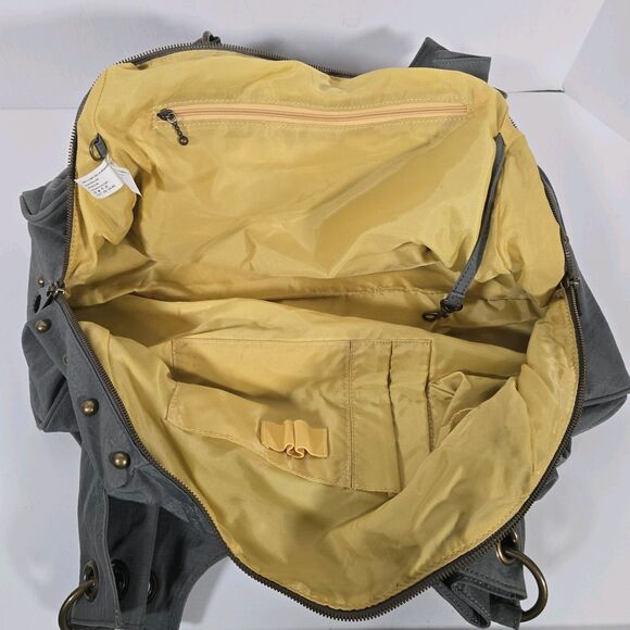 Baggallini‎ Valencia Shoulder Bag Nylon Gray Turnlock Studs Tote Travel - Picture 12 of 16